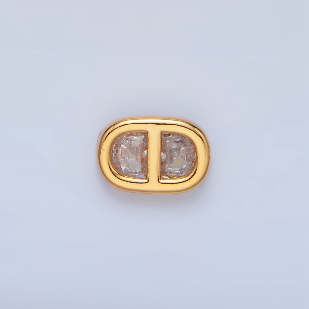 24K Gold Filled Clear CZ Anchor Mariner Mini Connector in Gold & Silver | F524