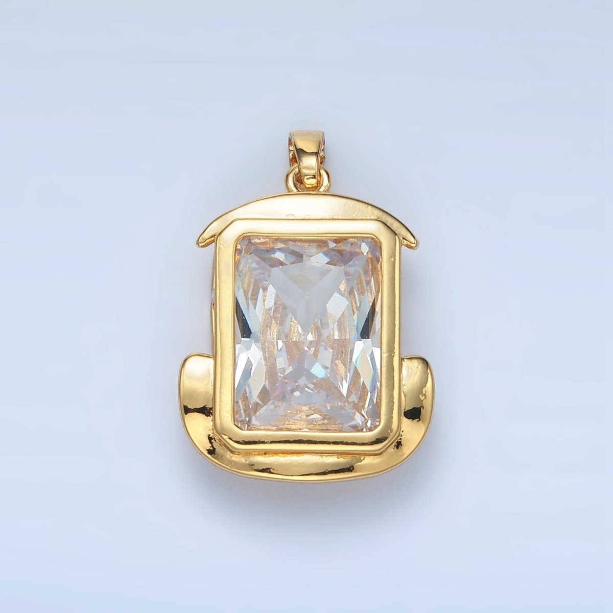 24K Gold Filled Clear CZ Baguette Bezel Pendant | I693
