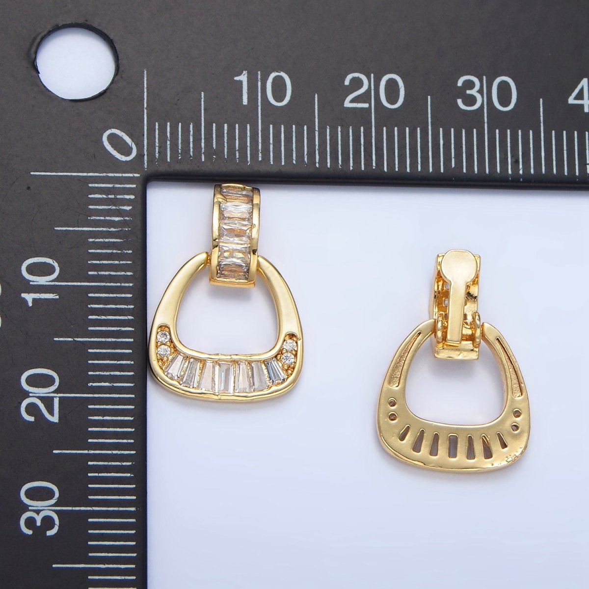24K Gold Filled Clear CZ Baguette Geometric Bail Pendant | AA1008