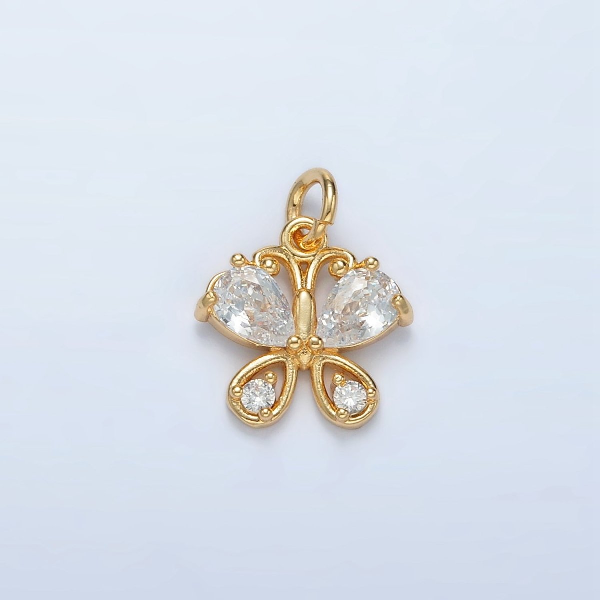 24K Gold Filled Clear CZ Butterfly Charm | D-858