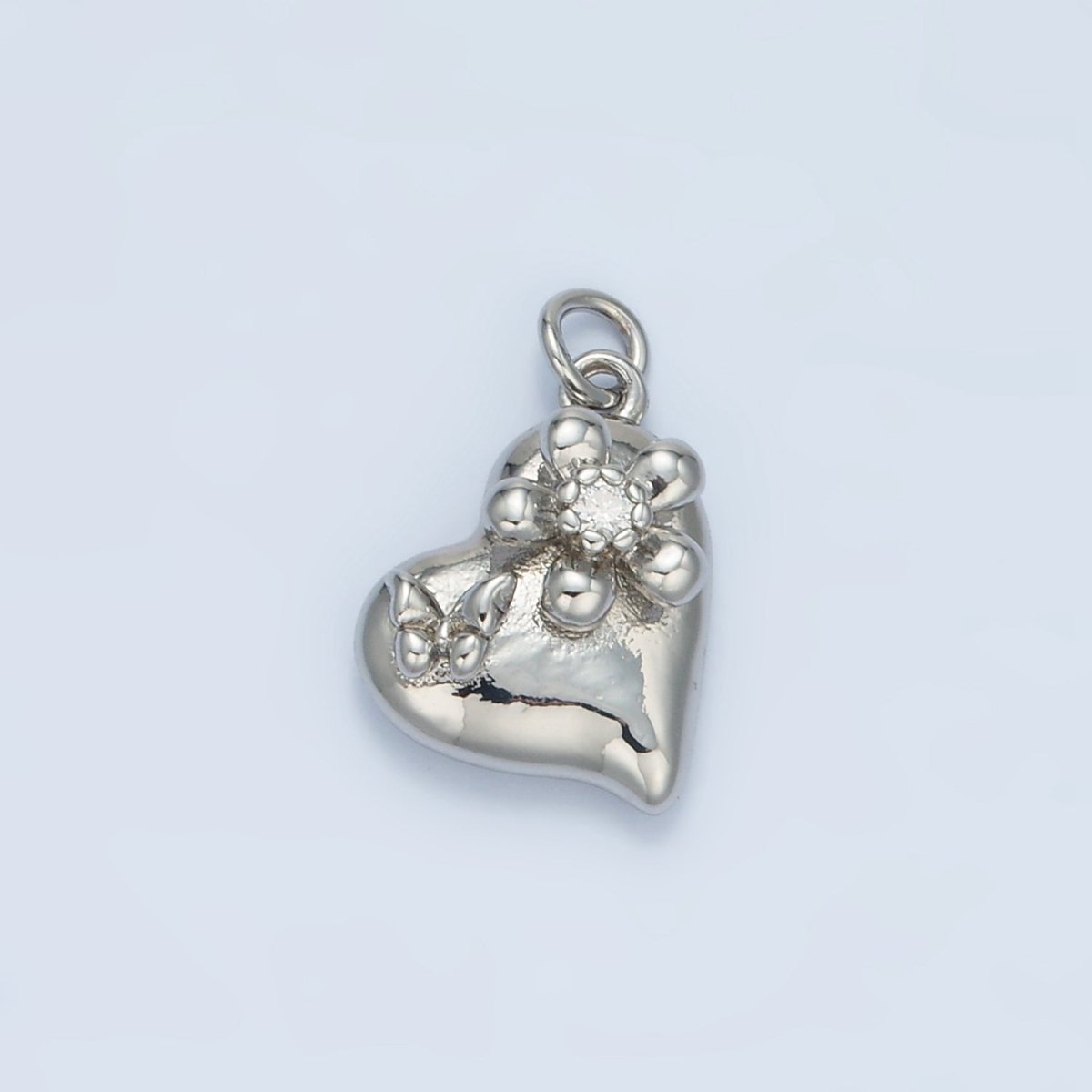 24K Gold Filled Clear CZ Butterfly Flower Heart Multidimensional Charm in Gold & Silver | E395