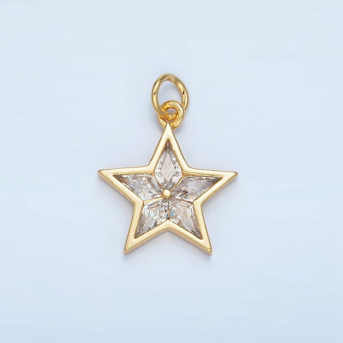 24K Gold Filled Clear CZ Celestial Star Mini Charm | N1480