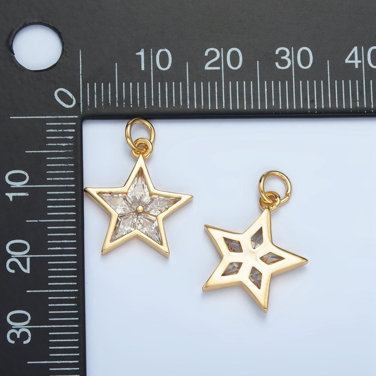 24K Gold Filled Clear CZ Celestial Star Mini Charm | N1480