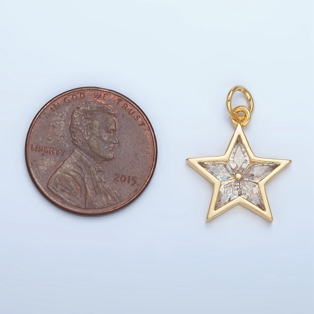 24K Gold Filled Clear CZ Celestial Star Mini Charm | N1480