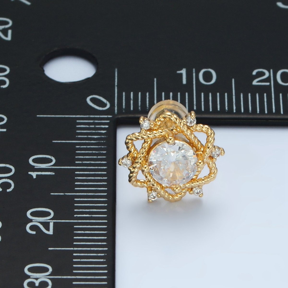 24K Gold Filled Clear CZ Celestial Star Stud Earrings | AD625