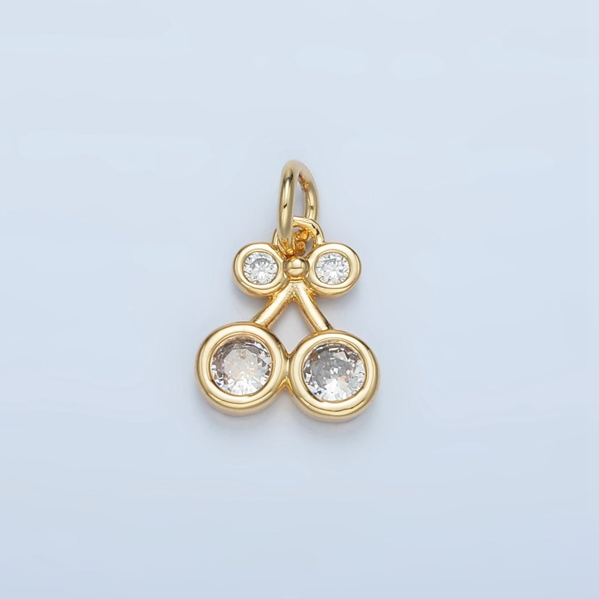 24K Gold Filled Clear CZ Cherry Fruit Mini Add-On Charm | W162
