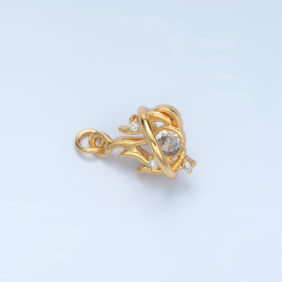 24K Gold Filled Clear CZ Fire Flame Mini Charm in Gold & Silver | E379