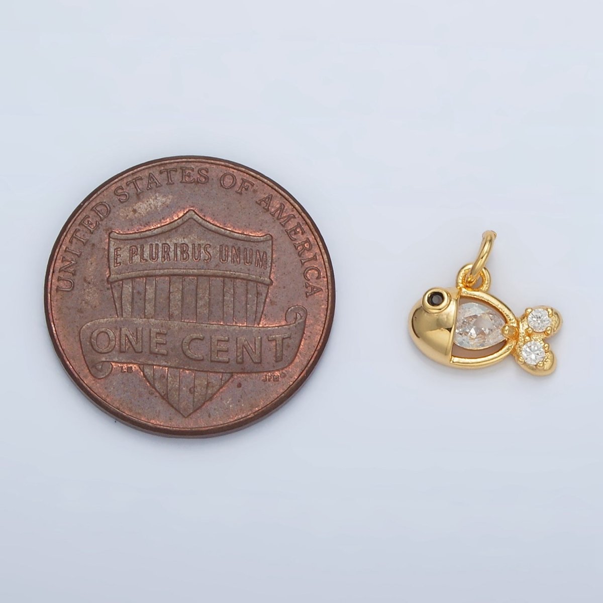 24K Gold Filled Clear CZ Fish Charm | AC-141