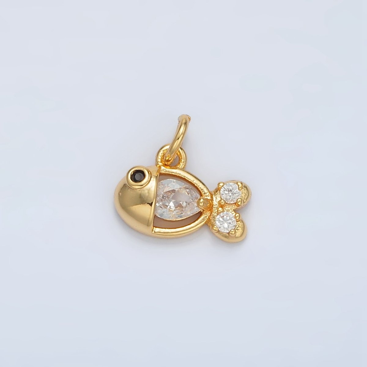 24K Gold Filled Clear CZ Fish Charm | AC-141
