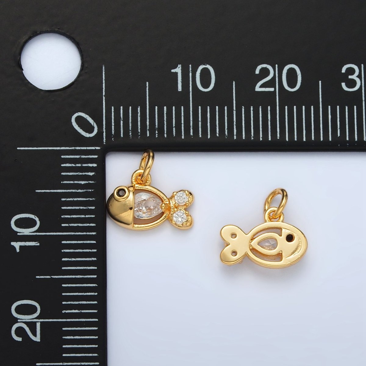 24K Gold Filled Clear CZ Fish Charm | AC-141