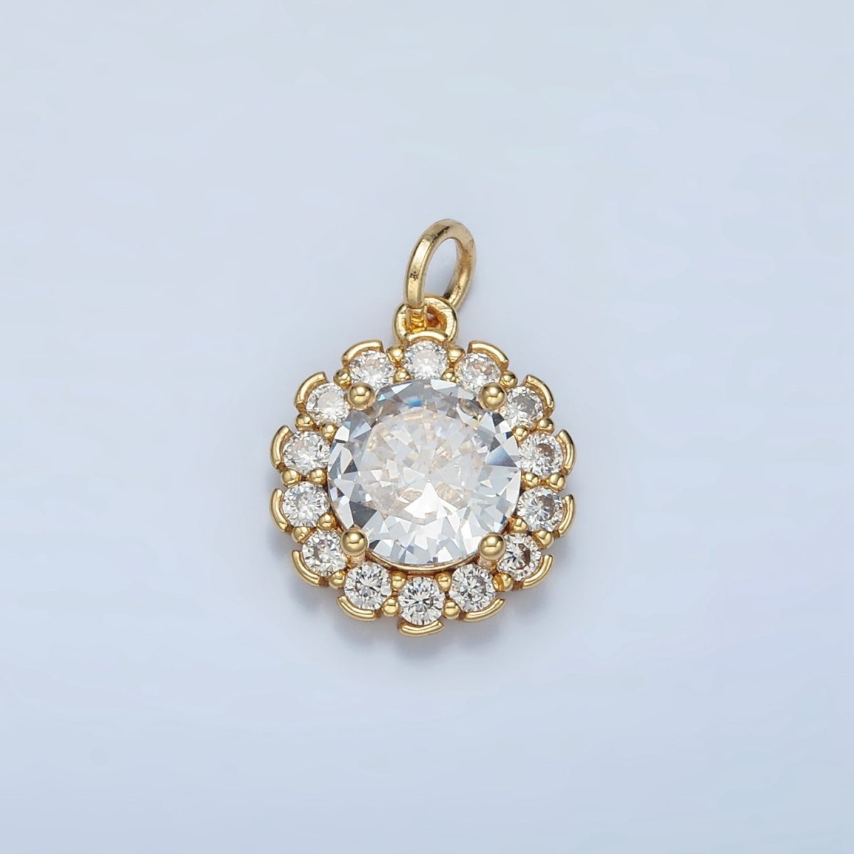 24K Gold Filled Clear CZ Flower Petal Mini Charm | E116