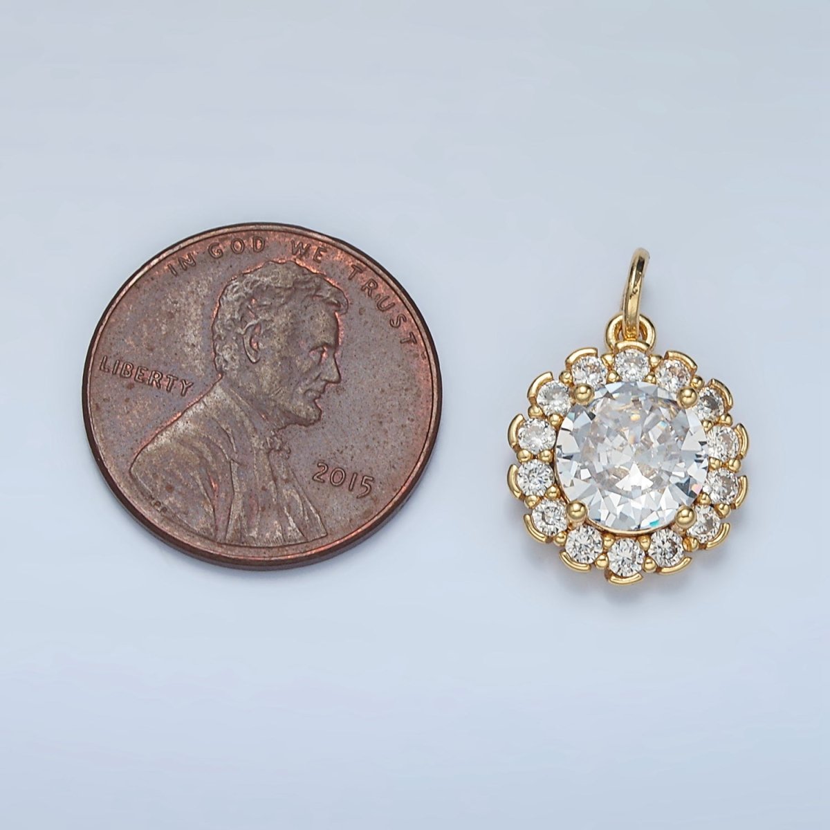 24K Gold Filled Clear CZ Flower Petal Mini Charm | E116
