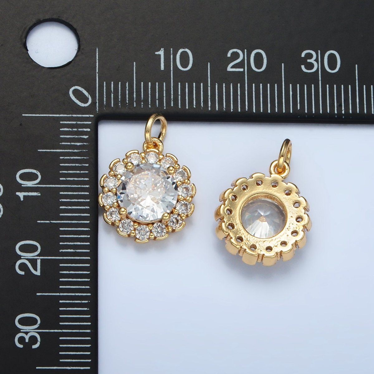 24K Gold Filled Clear CZ Flower Petal Mini Charm | E116