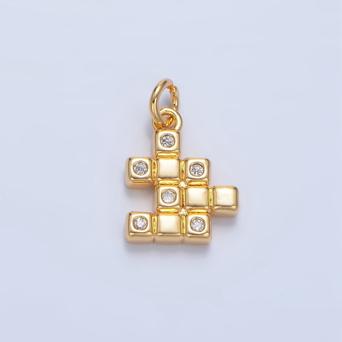 24K Gold Filled Clear CZ Geometric Cube Mini Charm | X861
