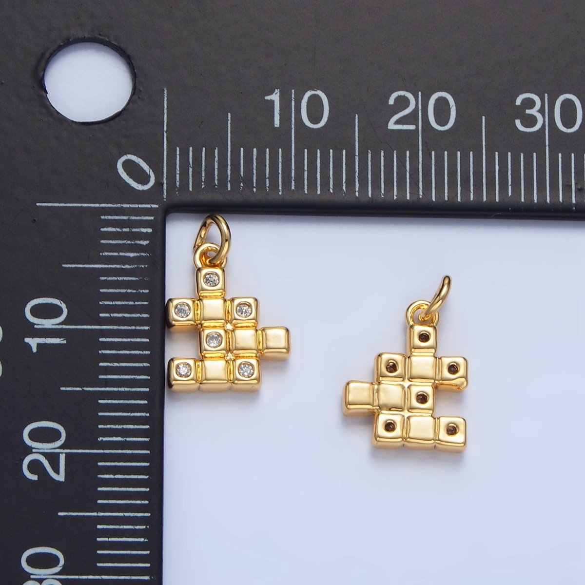 24K Gold Filled Clear CZ Geometric Cube Mini Charm | X861