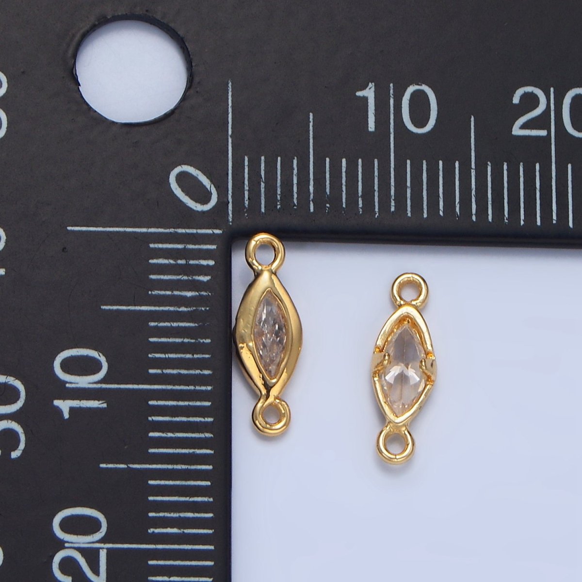 24K Gold Filled Clear CZ Marquise Bezel Connector | F667