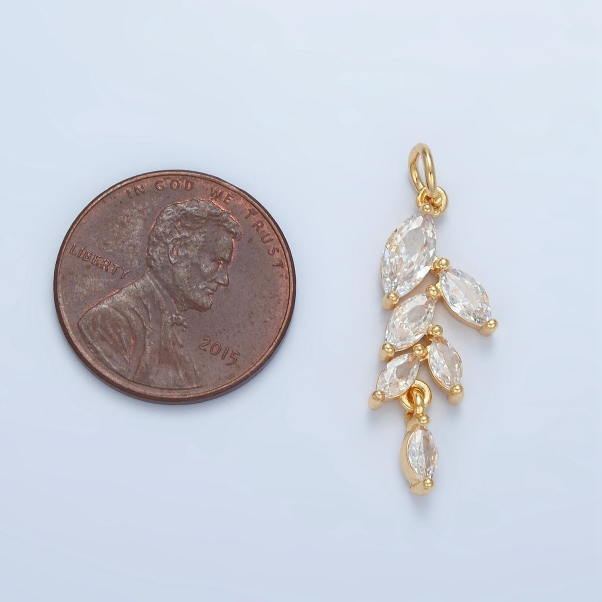 24K Gold Filled Clear CZ Marquise Leaf Charm | X285