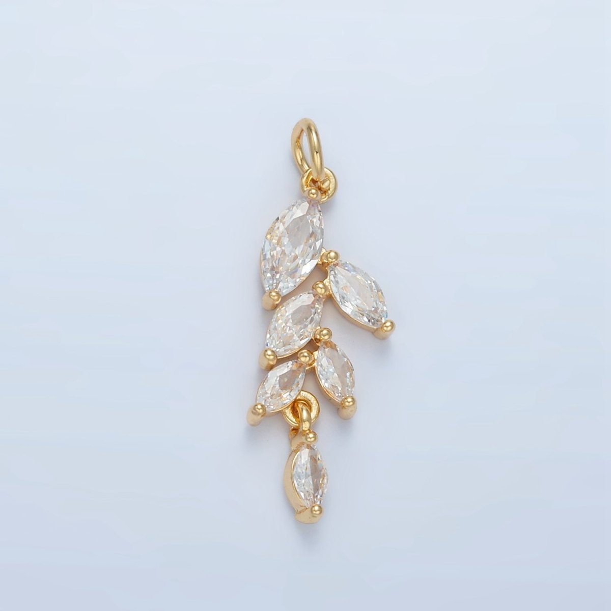 24K Gold Filled Clear CZ Marquise Leaf Charm | X285
