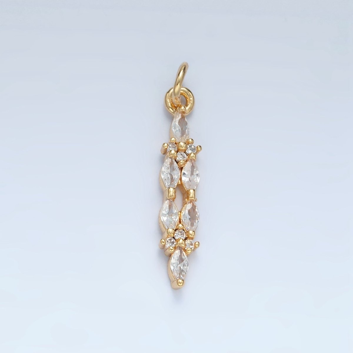 24K Gold Filled Clear CZ Marquise Linear Charm | M018
