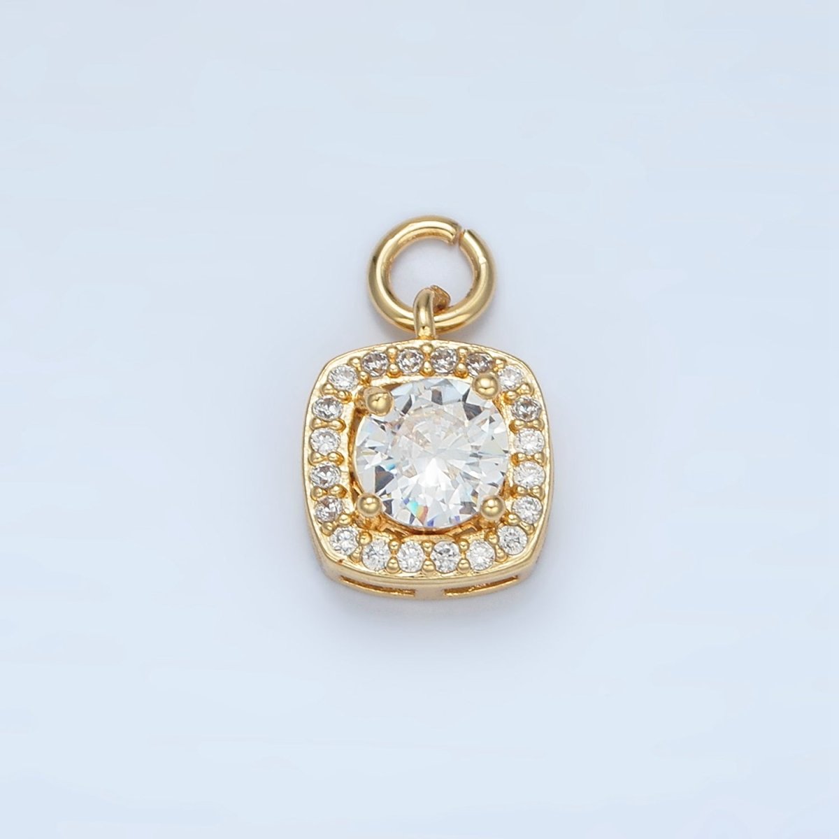 24K Gold Filled Clear CZ Micro Paved Square Mini Charm | E261