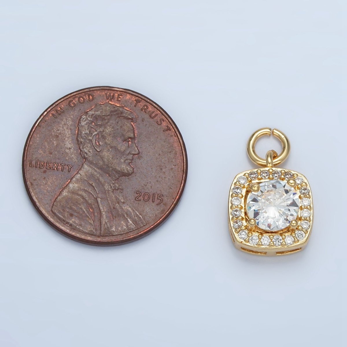 24K Gold Filled Clear CZ Micro Paved Square Mini Charm | E261