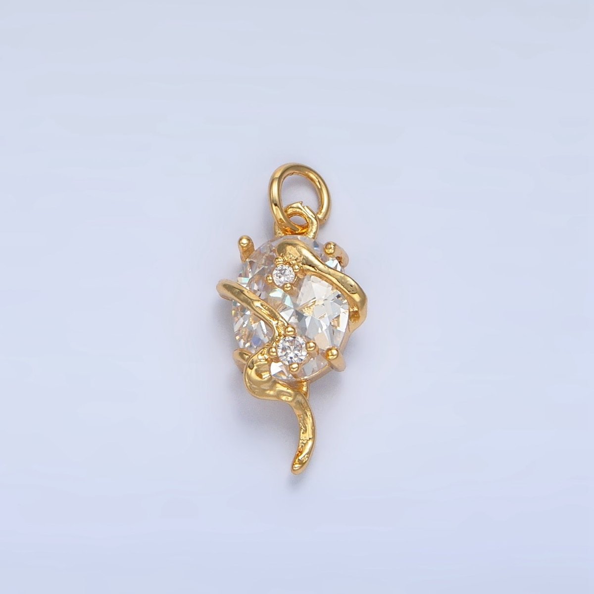 24K Gold Filled Clear CZ Molten Drip Wrap Geometric Charm | X740
