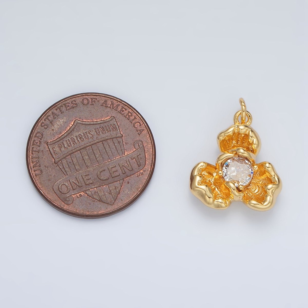 24K Gold Filled Clear CZ Molten Flower Petal Charm | AC104