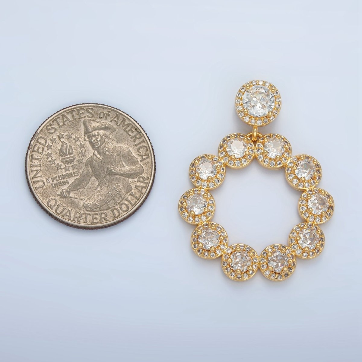 24K Gold Filled Clear CZ Open Circular Round Pendant | AA127