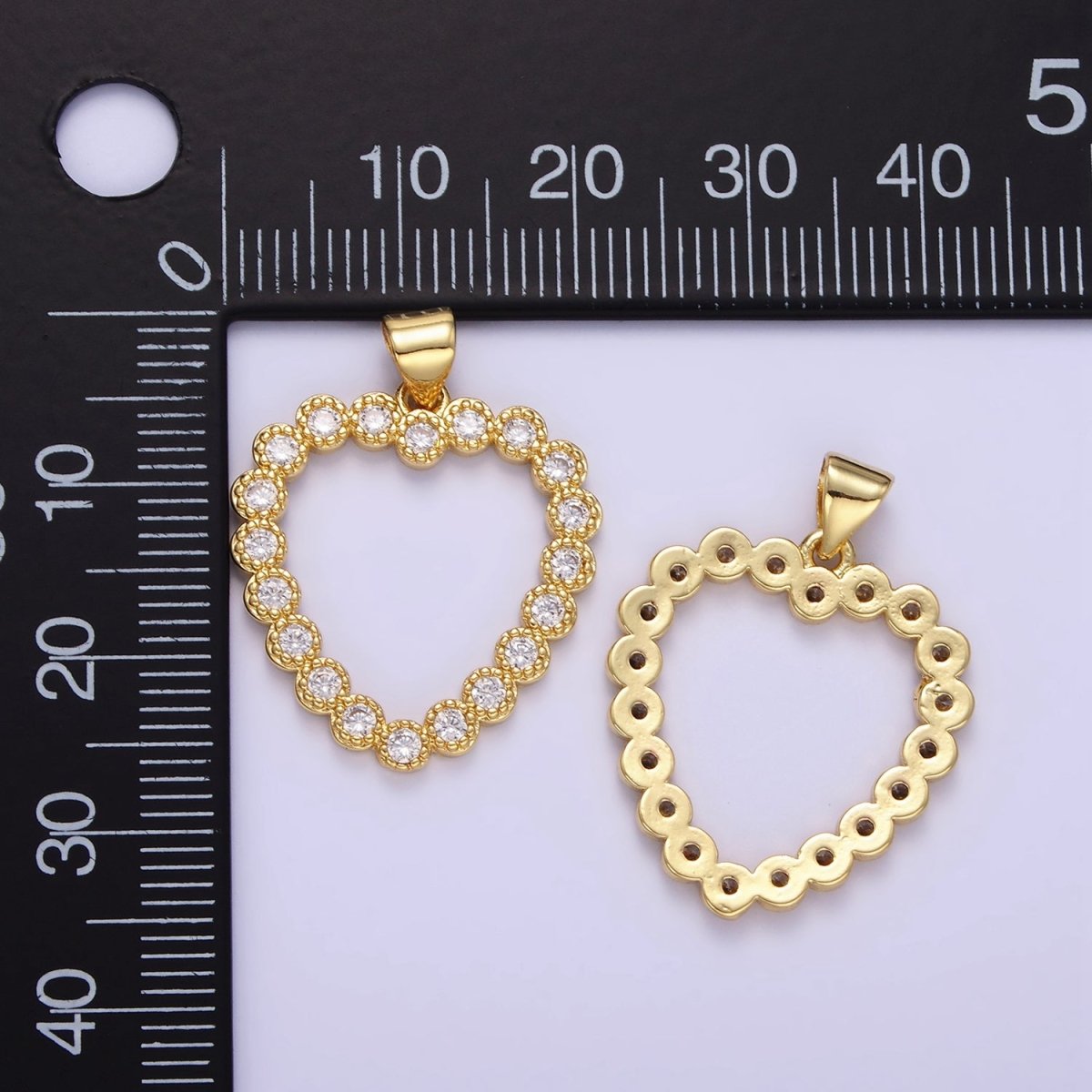 24K Gold Filled Clear CZ Open Heart Pendant | AA1339