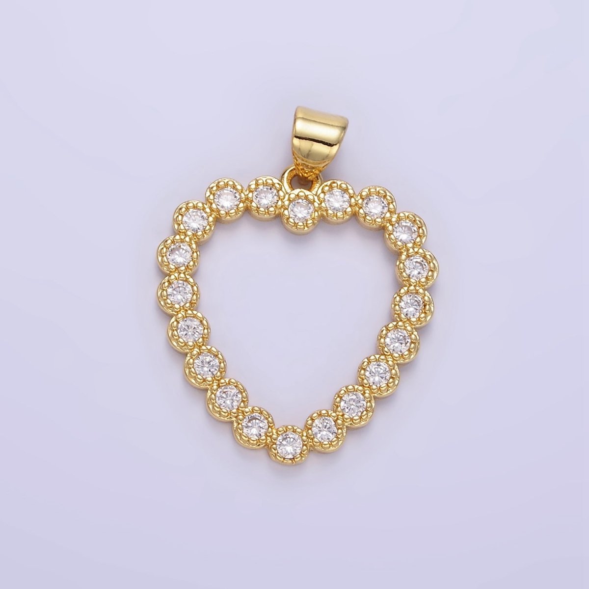 24K Gold Filled Clear CZ Open Heart Pendant | AA1339