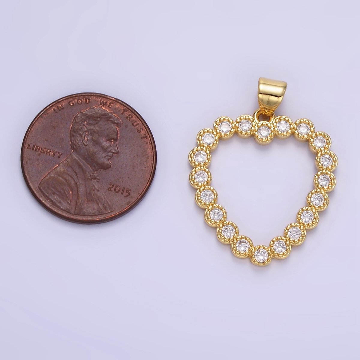 24K Gold Filled Clear CZ Open Heart Pendant | AA1339