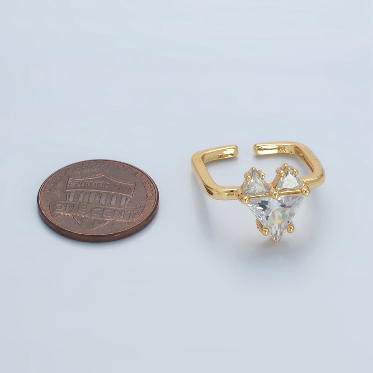 24K Gold Filled Clear CZ Pixel Heart Solitaire Ring | U342