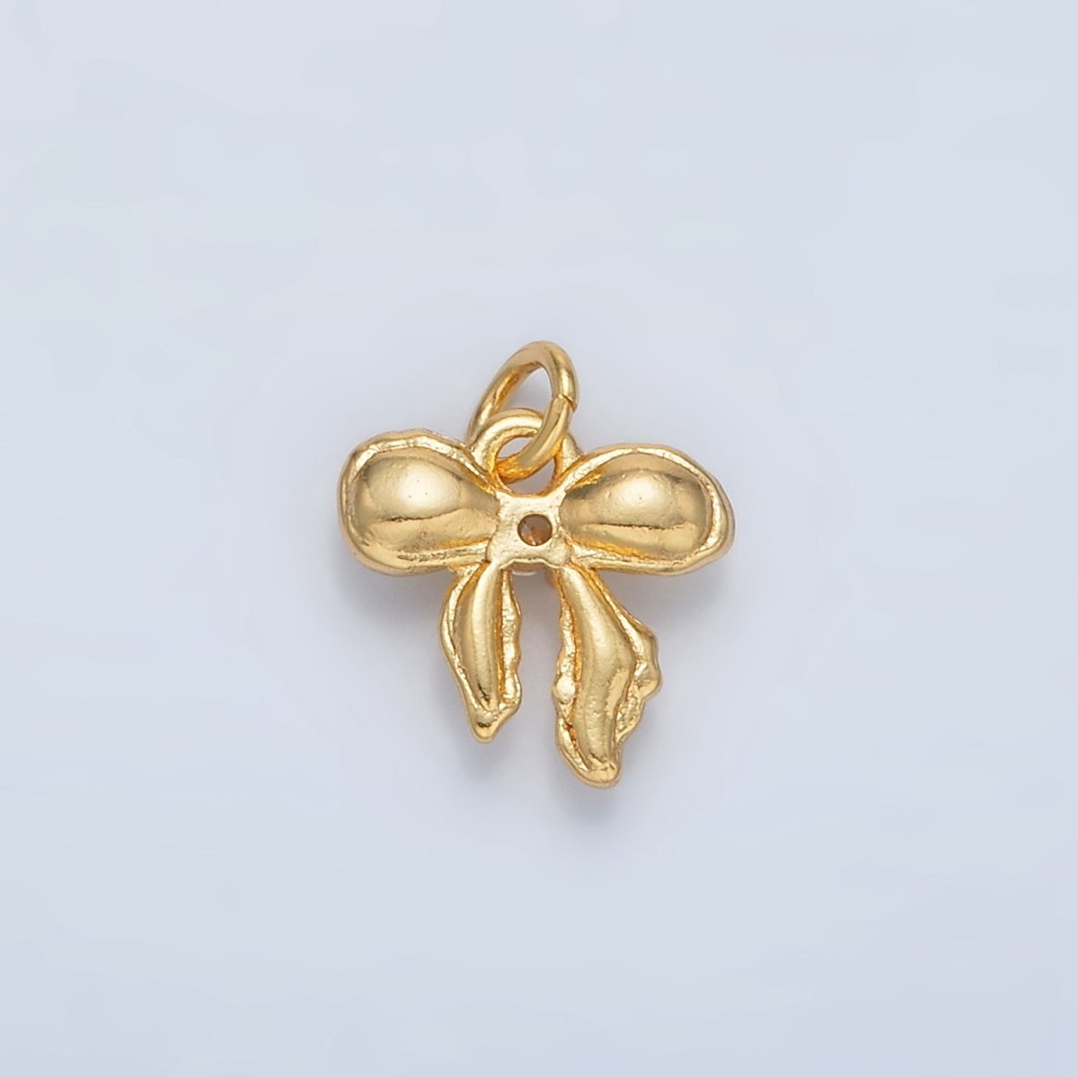 24K Gold Filled Clear CZ Puffed Ribbon Bow Mini Charm | AC-151