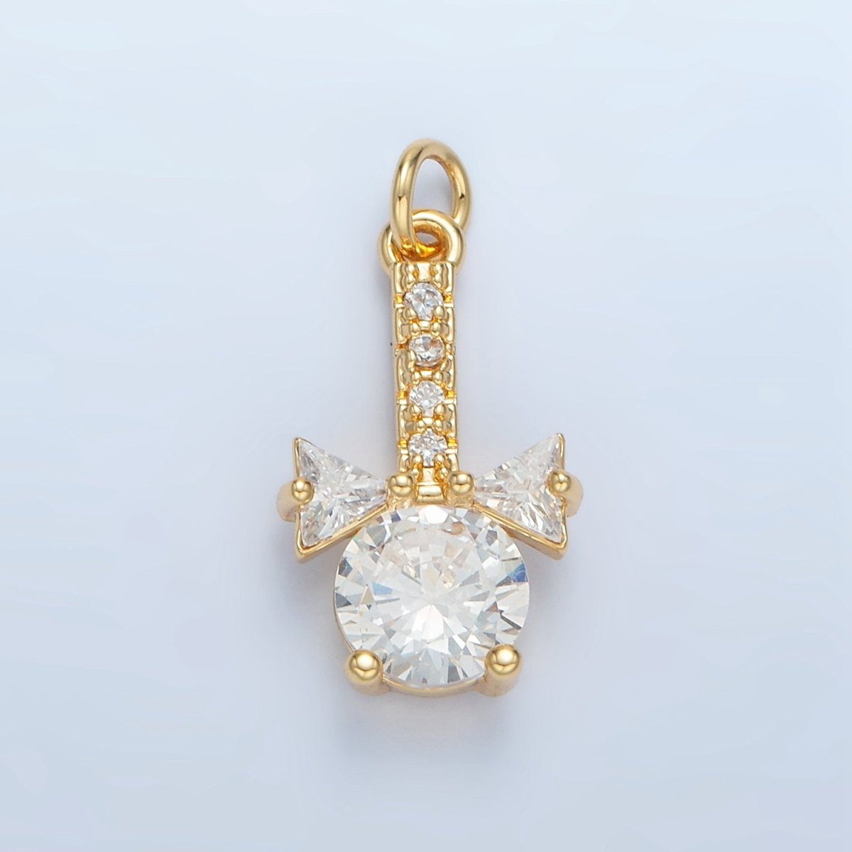 24K Gold Filled Clear CZ Ribbon Linear Geometric Charm | X277