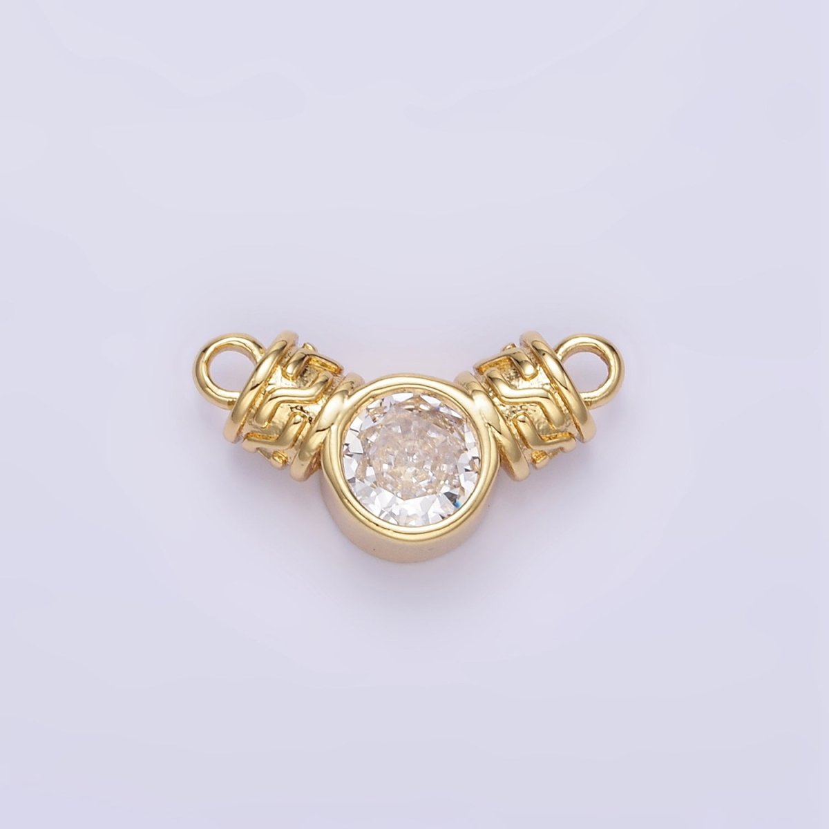 24K Gold Filled Clear CZ Round Geometric Tube Connector | F163
