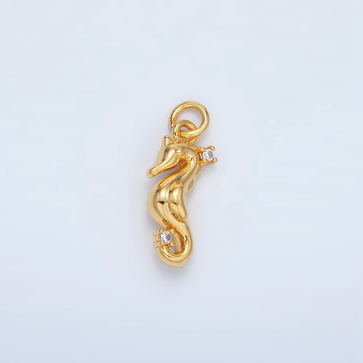 24K Gold Filled Clear CZ Seahorse Charm | AC-154