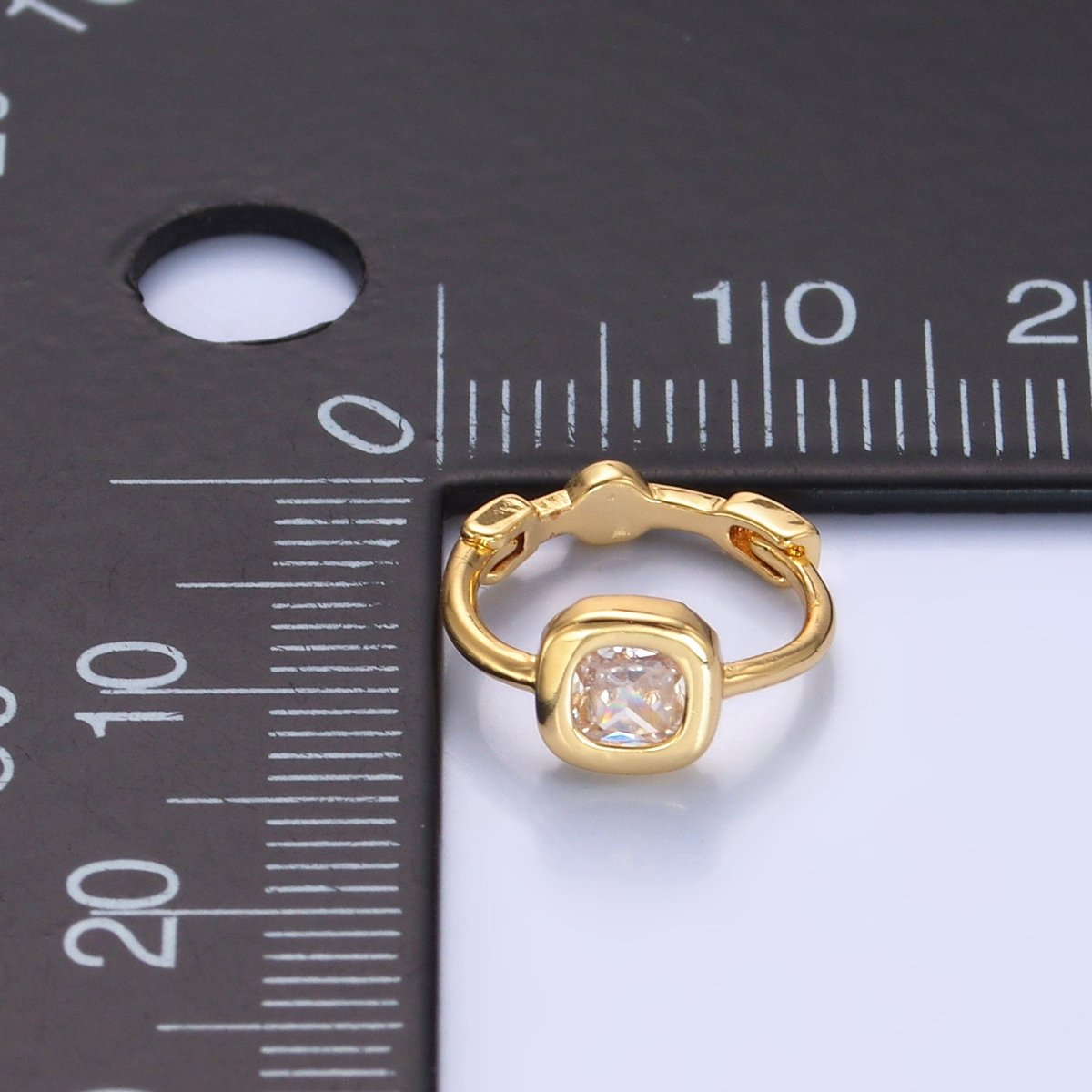 24K Gold Filled Clear CZ Square Huggie Earrings | AB1054