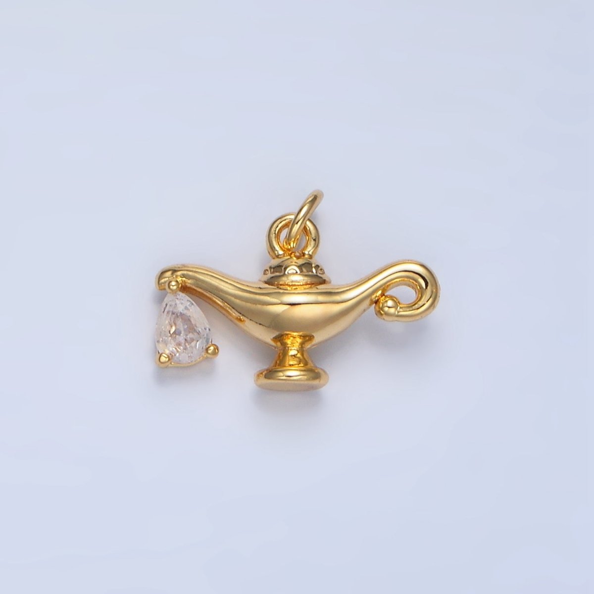 24K Gold Filled Clear CZ Teardrop Genie Lamp Multidimensional Charm | X891
