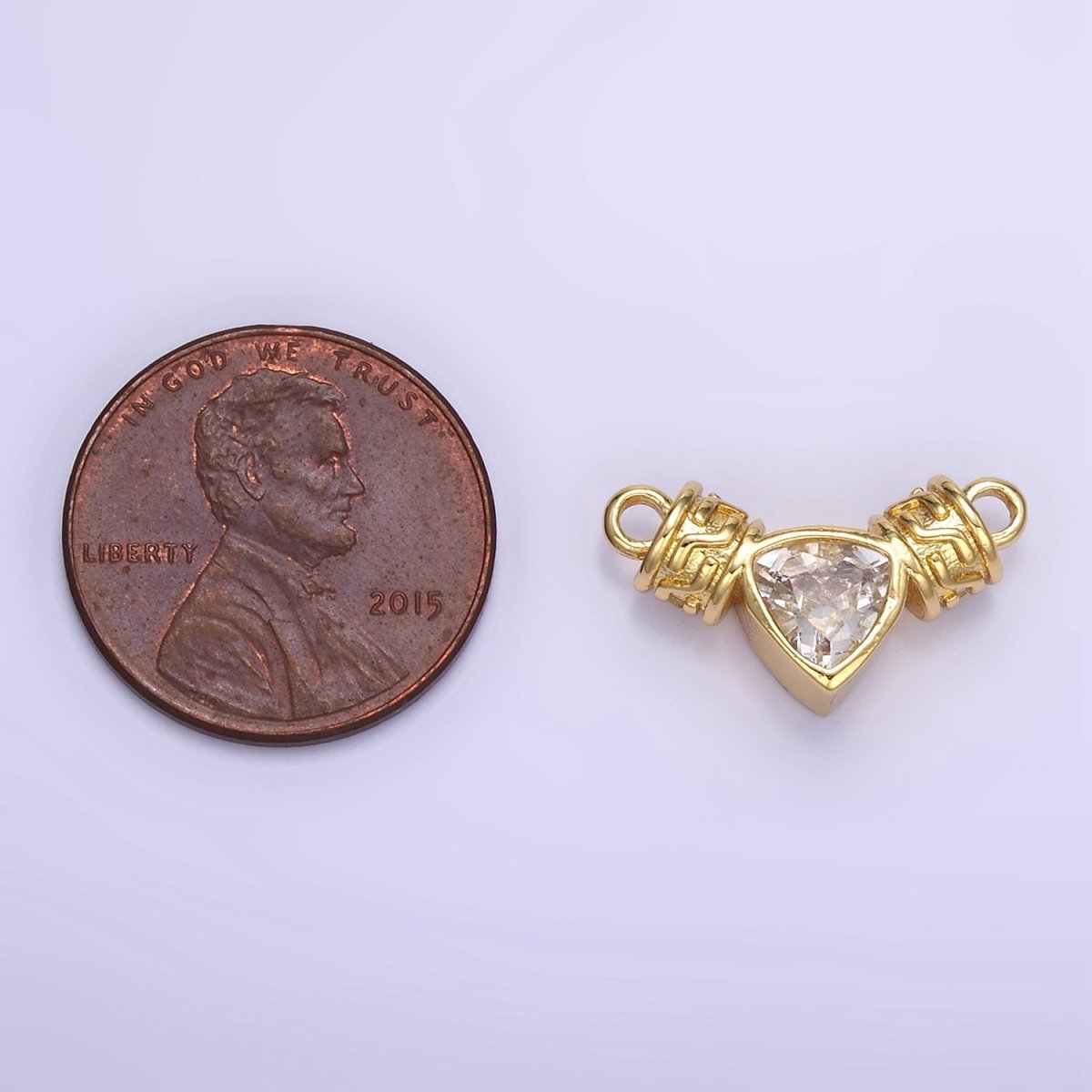 24K Gold Filled Clear CZ Triangle Geometric Tube Connector | F165