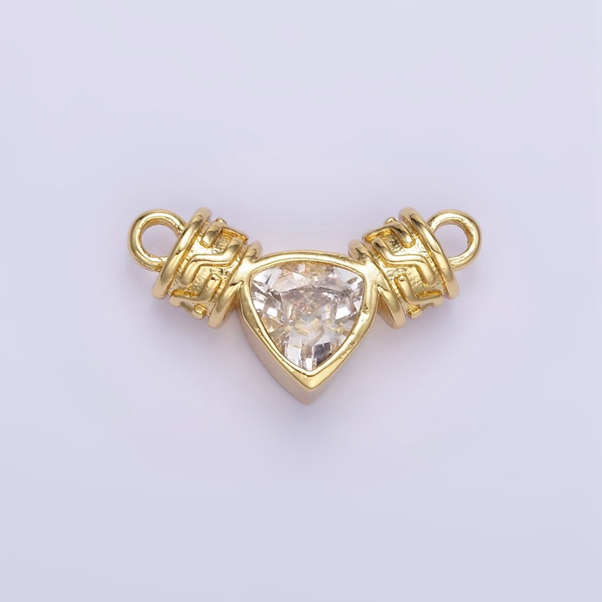 24K Gold Filled Clear CZ Triangle Geometric Tube Connector | F165
