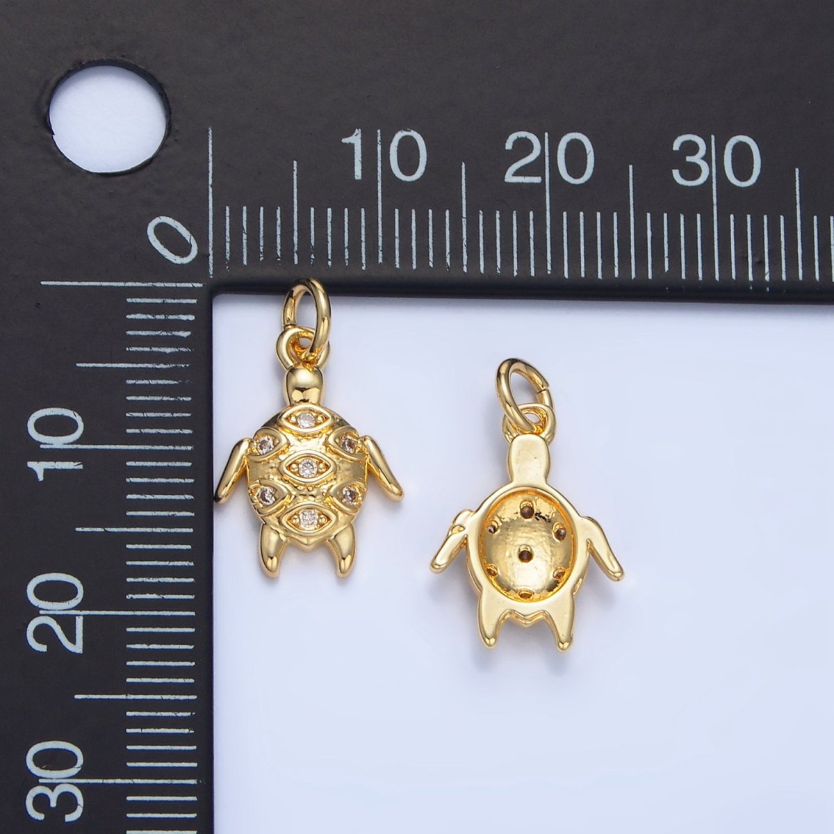 24K Gold Filled Clear CZ Turtle Tortoise Animal Charm | X876