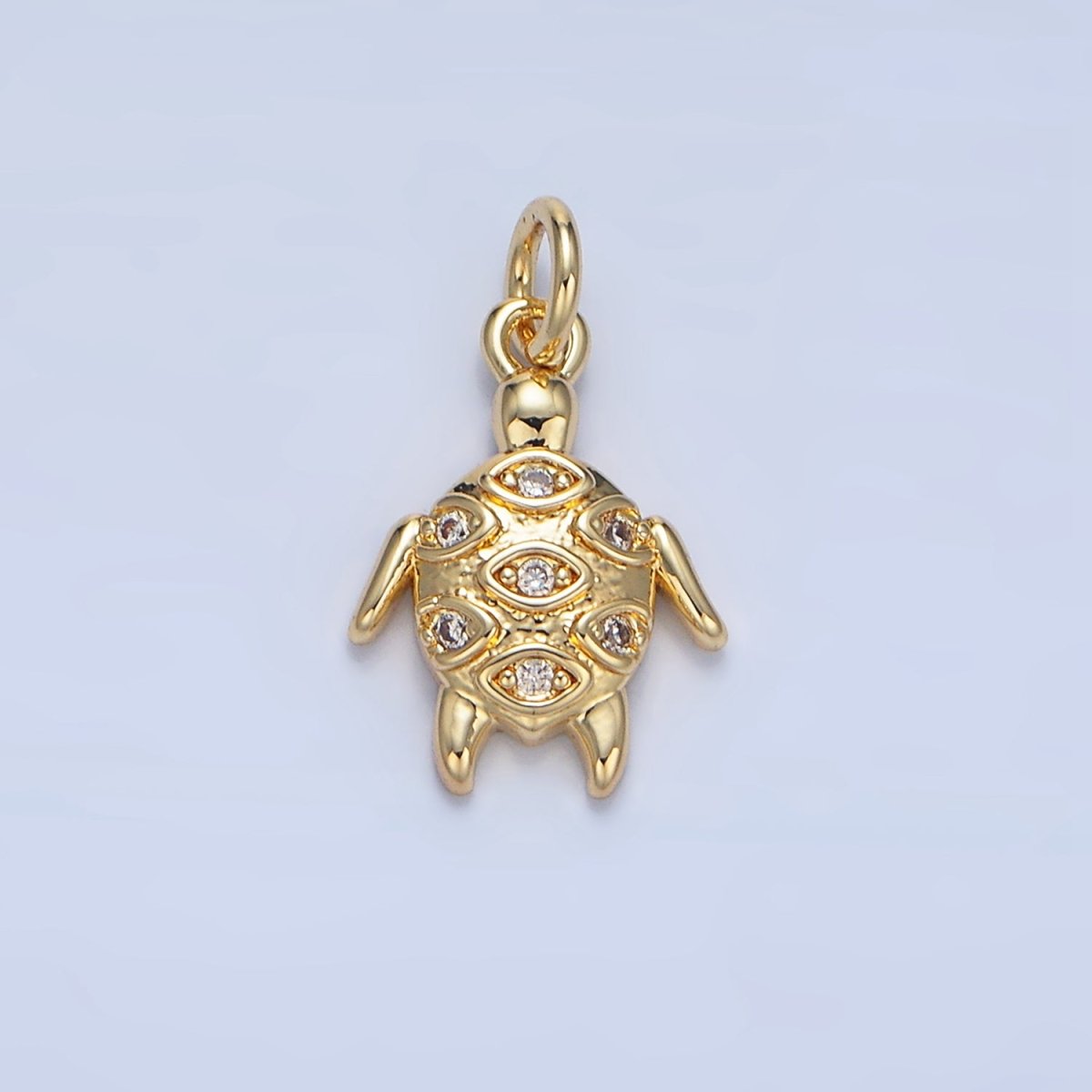 24K Gold Filled Clear CZ Turtle Tortoise Animal Charm | X876