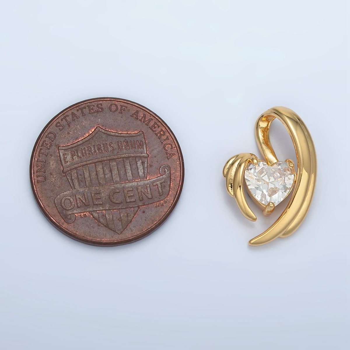 24K Gold Filled Heart CZ Wave Wing Pendant | AA865