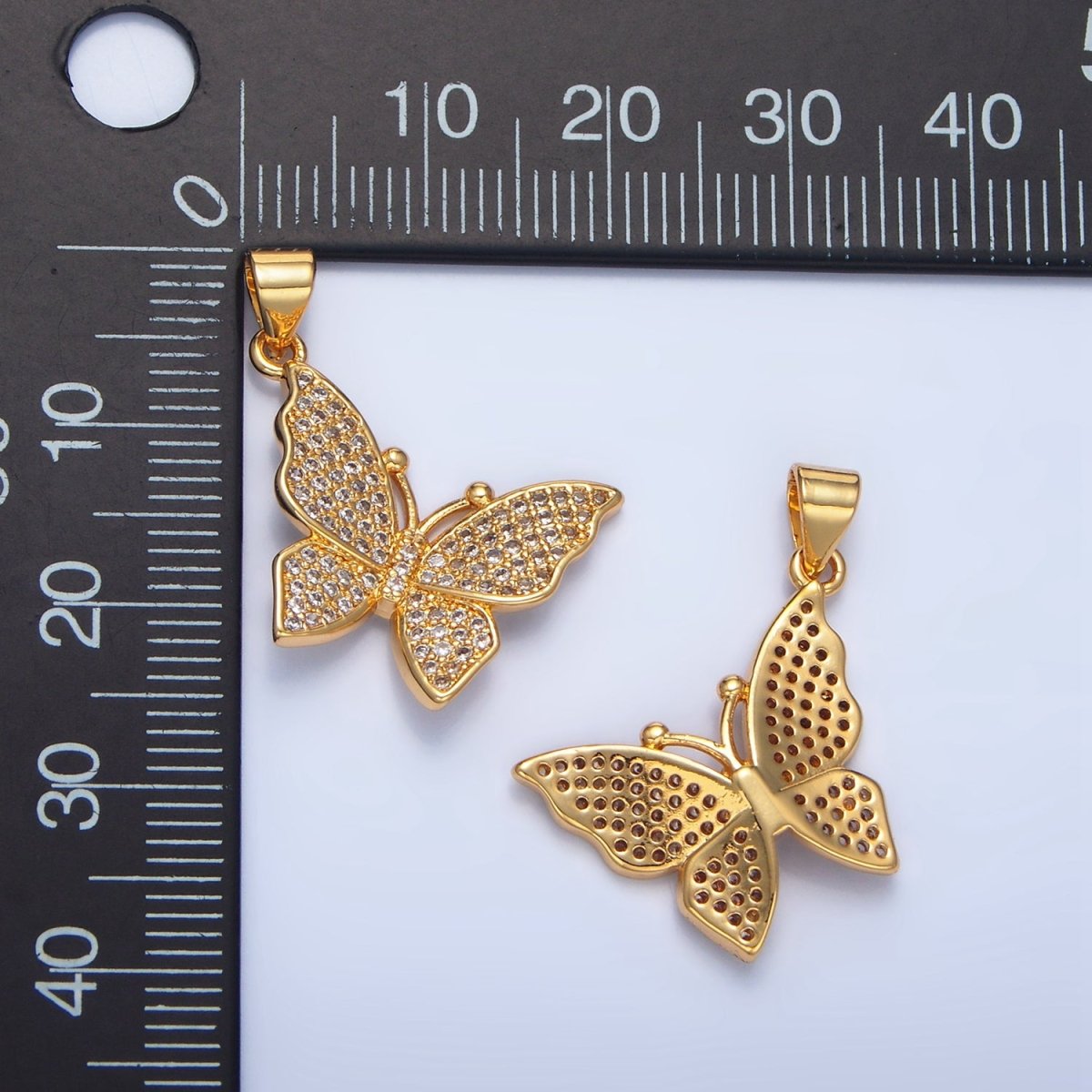 24K Gold Filled Clear Micro Paved Butterfly Insect Pendant | AA142