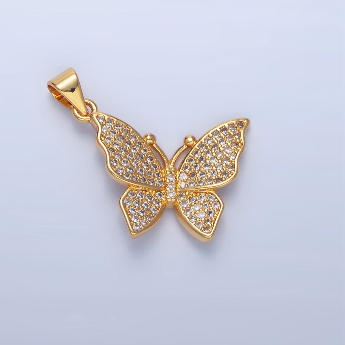 24K Gold Filled Clear Micro Paved Butterfly Insect Pendant | AA142