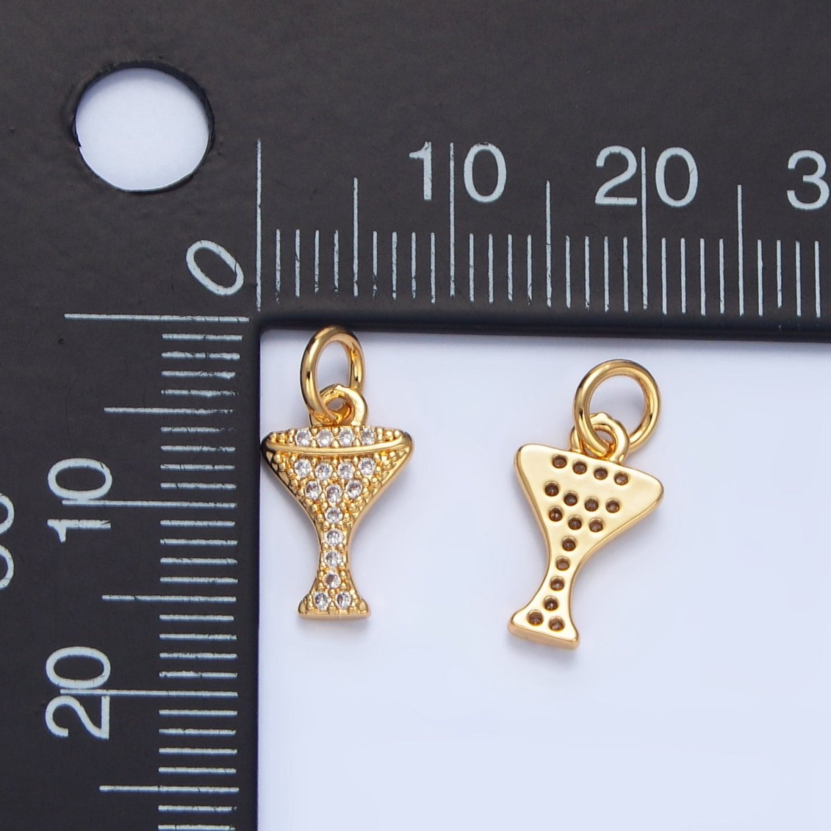 24K Gold Filled Clear Micro Paved CZ Martini Glass Alcoholic Drink Charm | X868