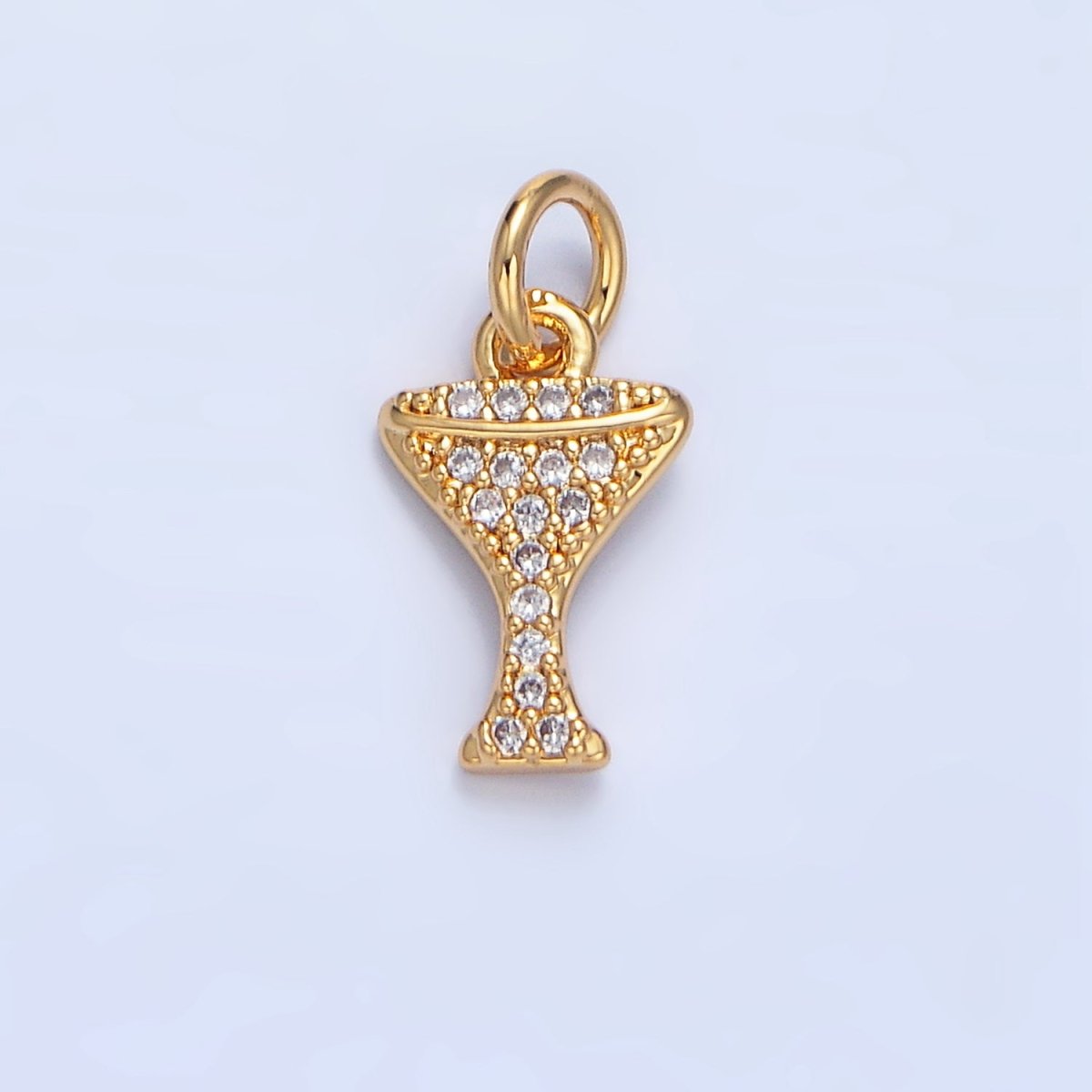 24K Gold Filled Clear Micro Paved CZ Martini Glass Alcoholic Drink Charm | X868