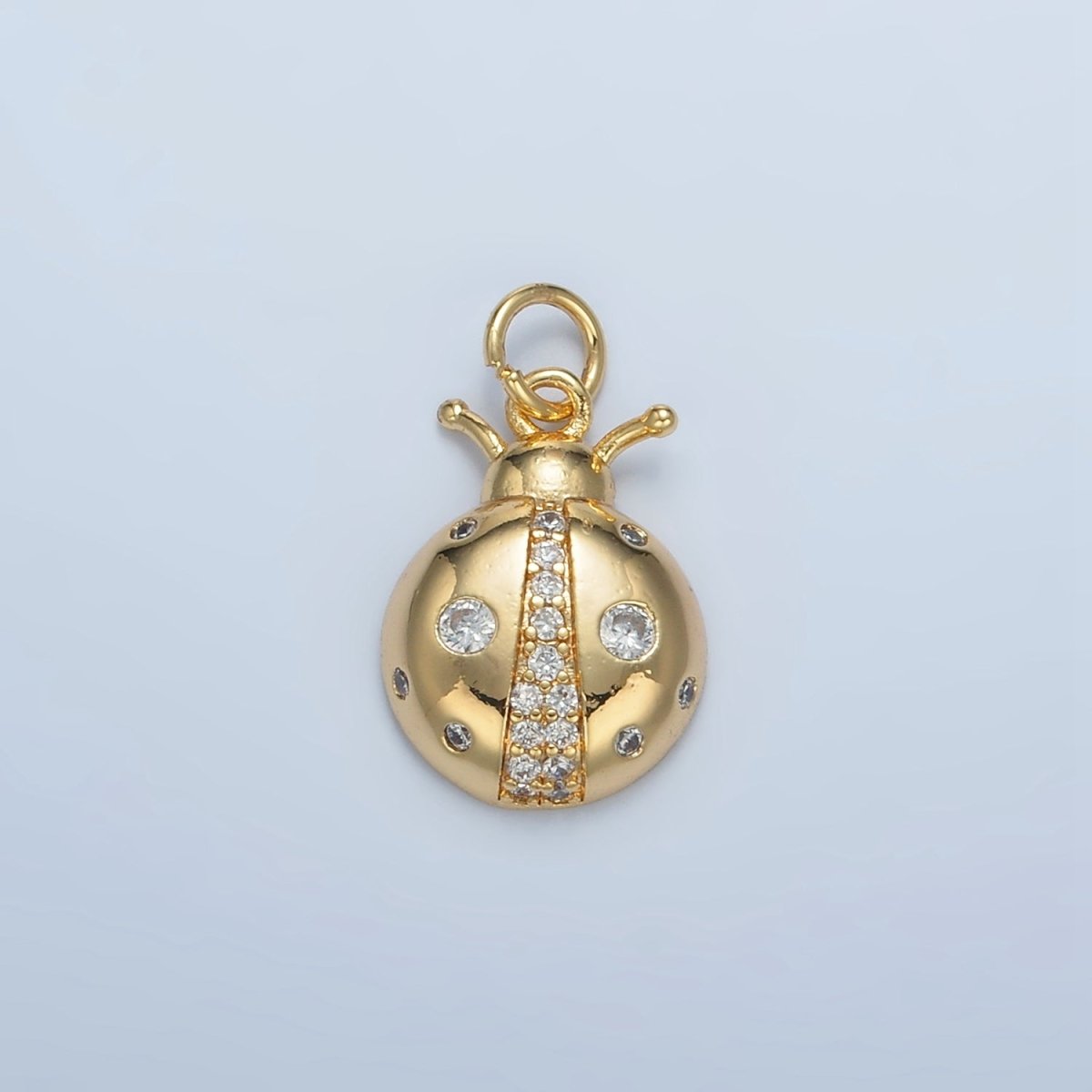 24K Gold Filled Clear, Multicolor CZ Ladybug Insect Animal Charm | E179