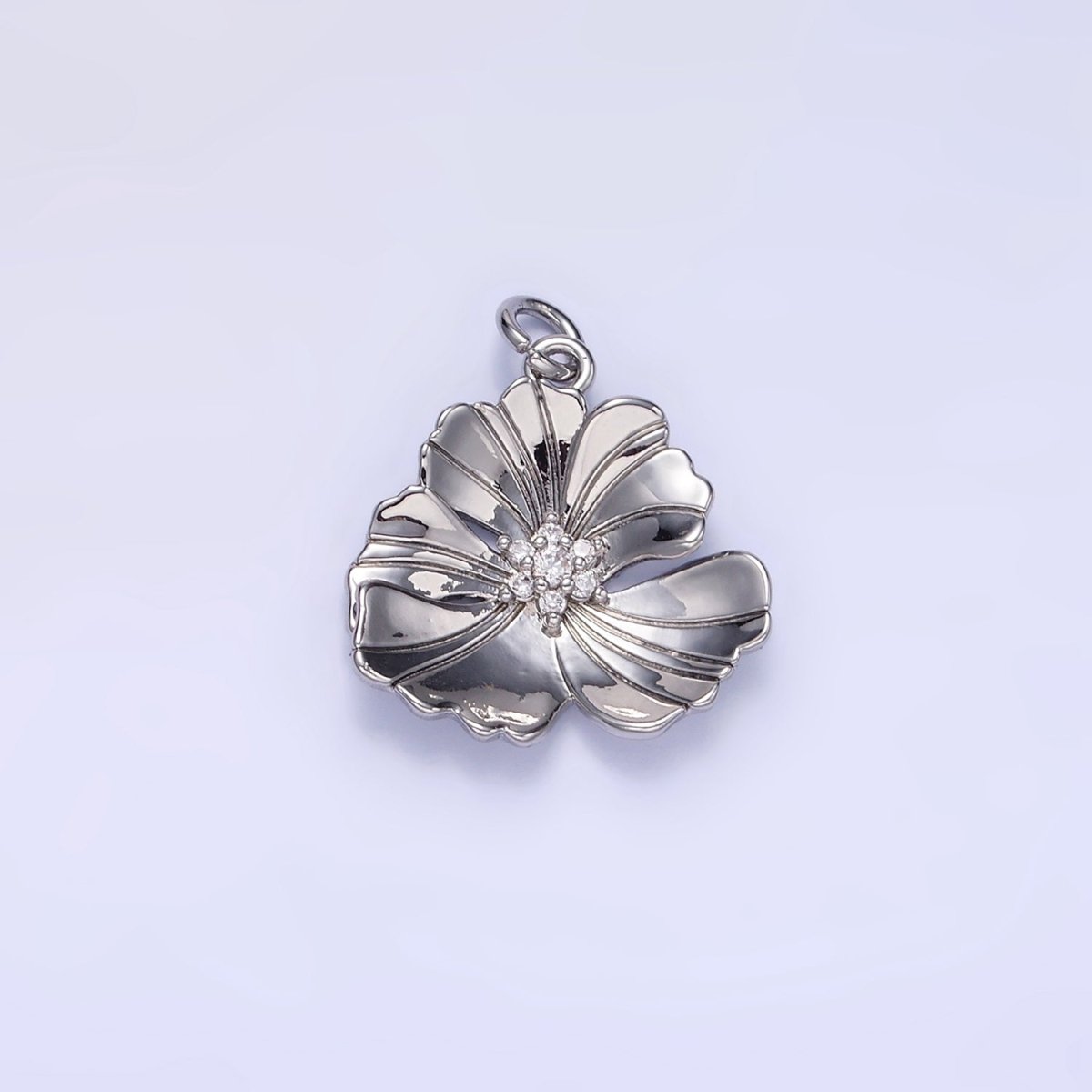 24K Gold Filled Clear, Multicolor Lined Flower Petal Charm in Gold & Silver | D269 D270