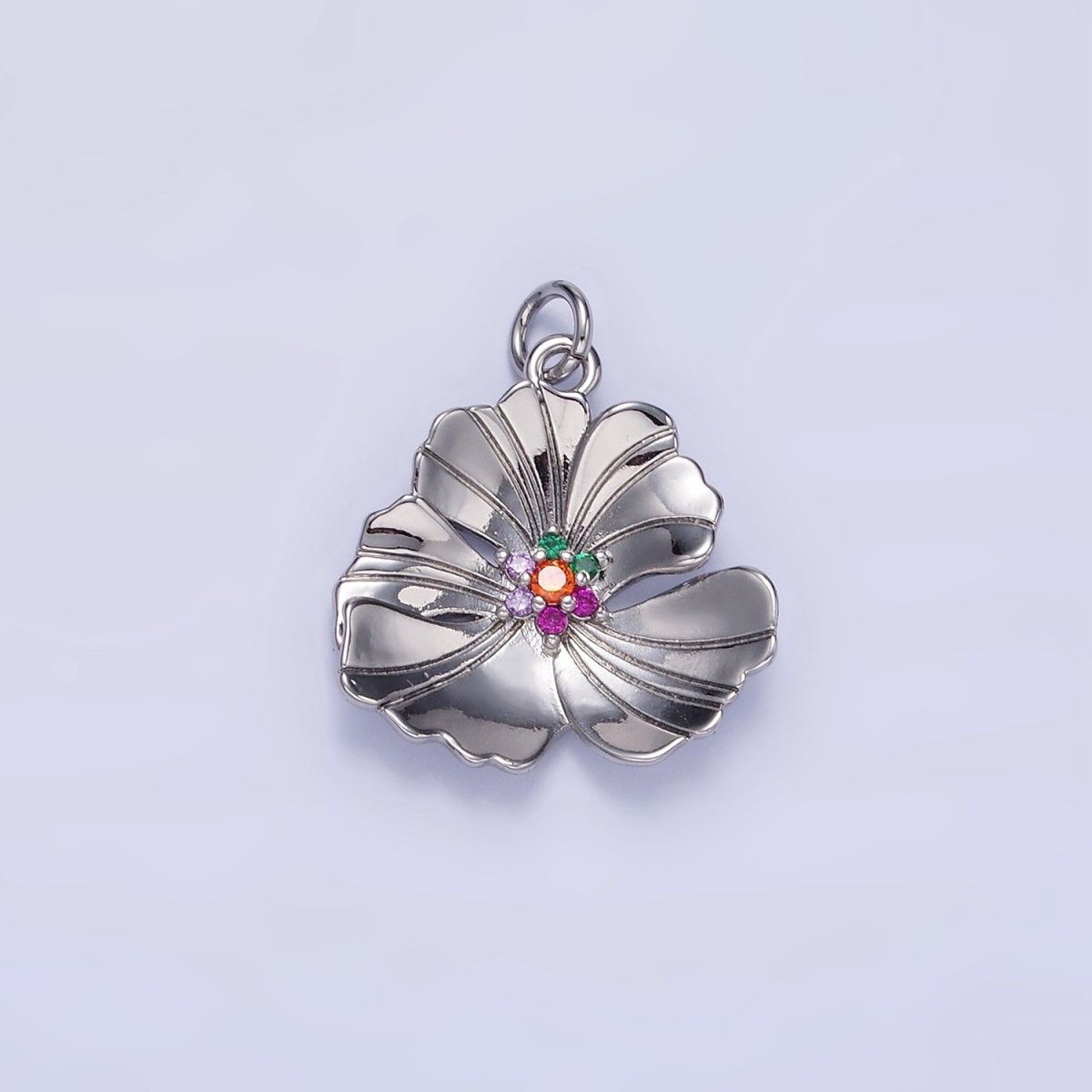 24K Gold Filled Clear, Multicolor Lined Flower Petal Charm in Gold & Silver | D269 D270